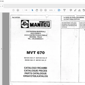 Manitou MVT 670 Parts Catalogue Manual - PDF DOWNLOAD