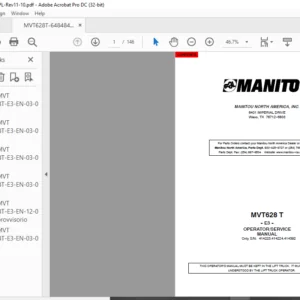 Manitou MVT628 T E3 Operator Service Manual - PDF DOWNLOAD