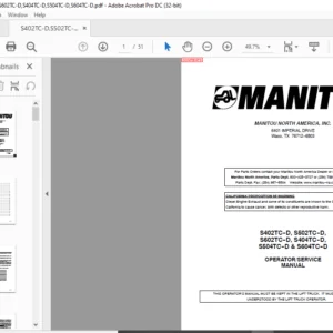 Manitou S402TC-D S502TC-D S602TC-D S404TC-D S504TC-D & S604TC-D Operator Manual - PDF DOWNLOAD