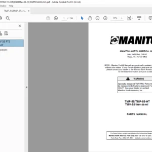 Manitou TMP-55/TMP-55-HT TMV-55/TMV-55-HT Parts Manual - PDF DOWNLOAD