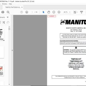 Manitou TMP25/HT TMP5500/HT VERTICAL LIFT MAST Operator Manual - PDF DOWNLOAD