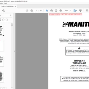 Manitou TMP25/HT TMP5500/HT VERTICAL LIFT MAST Parts Manual - PDF DOWNLOAD