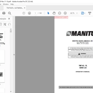 Manitou TMT 45 FL SERIES 1-E2 Operator's Manual - PDF DOWNLOAD