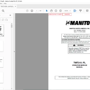 Manitou TMT315 FL Operator Service Manual - PDF DOWNLOAD