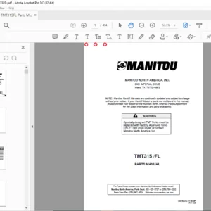 Manitou TMT315 FL Parts Manual - PDF DOWNLOAD