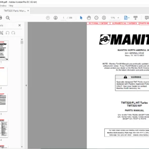 Manitou TMT320/FL/HT/Turbo TMT320/WF Parts Manual - PDF DOWNLOAD