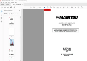 Manitou Telehandler MRT2150 Operator Service Manual - PDF DOWNLOAD