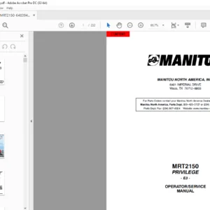 Manitou Telehandler MRT2150 Operator Service Manual - PDF DOWNLOAD