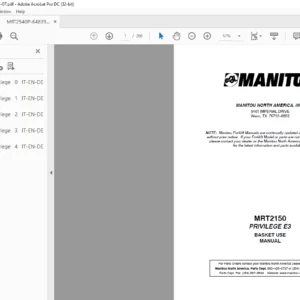 Manitou Telehandler MRT2150 Privilege E3 Operation & Basket Use Manual - PDF DOWNLOAD