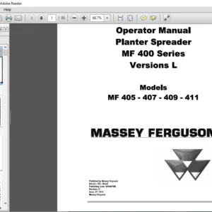Massey Ferguson MF 400 Series Version L Planter Spreader Operator Manual - PDF DOWNLOAD
