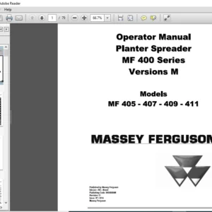 Massey Ferguson MF 400 Series Version M Planter Spreader Operator Manual - PDF DOWNLOAD