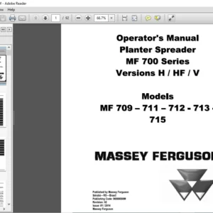 Massey Ferguson MF 700 Series Planter Spreader Operator's Manual - PDF DOWNLOAD