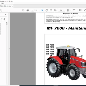 Massey Ferguson MF 7600 Series 7619 7620 7622 7624 7626 Dyna-6 Operator’s Manual – PDF DOWNLOAD