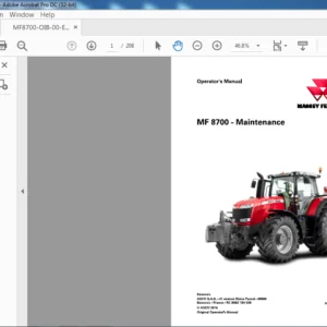 Massey Ferguson MF 8700 Series 8730 8732 8735 8737 Dyna-VT Operator’s Manual – PDF DOWNLOAD