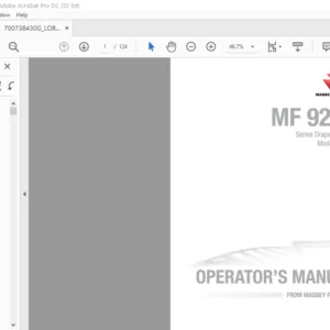 Massey Ferguson MF 9200 Series 9250 Draper Header Operator’s Manual – PDF DOWNLOAD