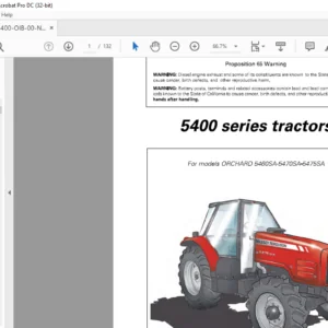 Massey Ferguson SA 5400 Series ORCHARD 5460SA 5470SA 5475SA Operator Instruction Manual – DOWNLOAD