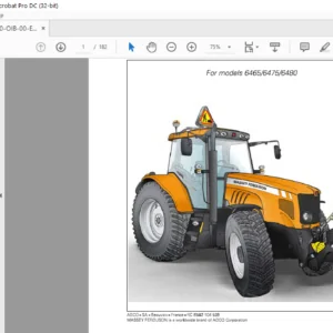 Massey Ferguson SA 6400 Series 6465 6475 6480 Operator Instruction Manual – PDF DOWNLOAD