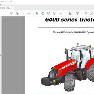 Massey Ferguson SA 6400 Series Tractor 6485 6490 6495 6497 6499 Dyna-6 Operator Instruction Manual