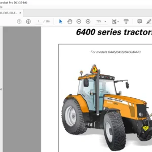 Massey Ferguson SA 6400 Series Tractors 6445 6455 6460 6470 Operator Instruction Manual – DOWNLOAD