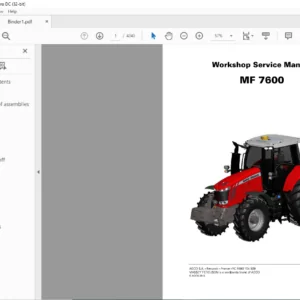 Massey Ferguson SA 7600 Series 7614 7615 7616 7618 7619 7620 7622 7624 7626 Service Manual DOWNLOAD