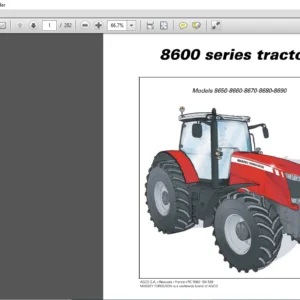 Massey Ferguson SA 8600 Series Tractor 8650 8660 8670 8680 8690 Operator Instruction Manual