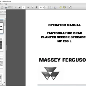 Massey Ferguson SA MF 206 L Pantographic Drag Planter Seeder Spreader Operator Manual – PDF DOWNLOAD