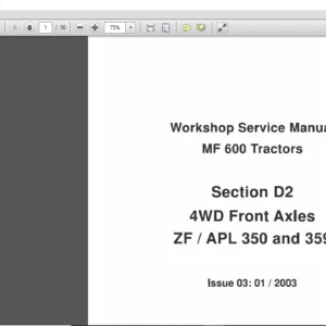 Massey Ferguson SA MF 600 Tractors Workshop Service Manual – PDF DOWNLOAD