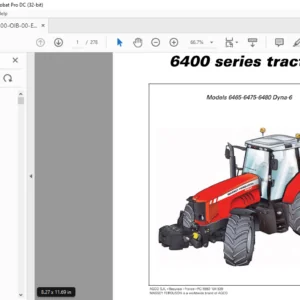 Massey Ferguson SA MF 6400 Series Tractor 6465 6475 6780 Dyna-6 Operator Instruction Manual – PDF