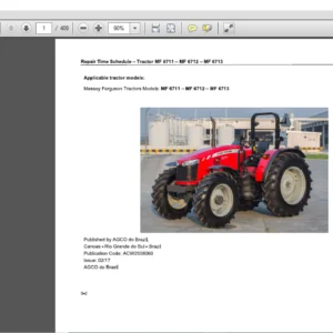 Massey Ferguson SA MF 6700 Series MF6711 MF6712 MF6713 Repair Time Schedule Manual – PDF DOWNLOAD