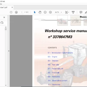 Massey Ferguson SA MF 8400 Workshop Service Manual – PDF DOWNLOAD