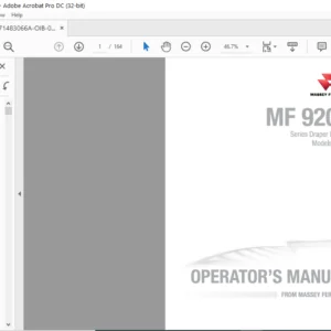 Massey Ferguson SA MF 9200 Series 9255 Draper Header Operator’s Manual – PDF DOWNLOAD
