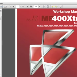 Massey Ferguson SA MF400Xtra 425X 435X 440X 445X 455X 460X 470X 480X Tractor Workshop Manual – PDF