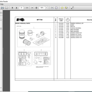 Massey Ferguson SA MF7700 Series MF7719 MF7720 MF7722 MF7725 Repair Time Schedule Manual – DOWNLOAD