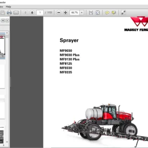 Massey Ferguson SA MF9030 MF9030 Plus MF9130 Plus MF8125 MF9330 MF9335 Sprayer Service Manual