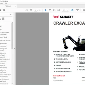 SCHAEFF TC08 CRAWLER EXCAVATOR SERVICE MANUAL - PDF DOWNLOAD