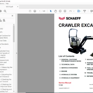 SCHAEFF TC10Z CRAWLER EXCAVATOR SERVICE MANUAL - PDF DOWNLOAD