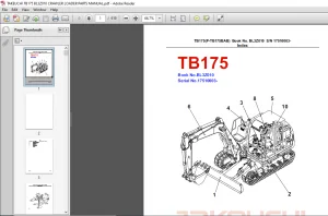 TAKEUCHI TB175 BL3Z010 CRAWLER LOADER PARTS MANUAL - PDF DOWNLOAD