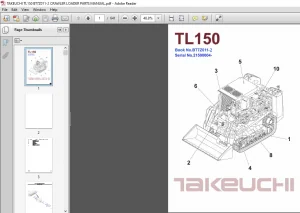 TAKEUCHI TL150 BT7Z011-2 CRAWLER LOADER PARTS MANUAL - PDF DOWNLOAD