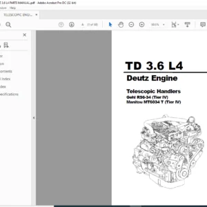 TELESCOPIC ENGINE DEUTZ 3.6 L4 PARTS MANUAL - PDF DOWNLOAD