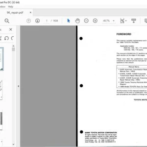 TOYOTA TACOMA RZN VZN SERIES MAINTENANCE & REPAIR MANUAL