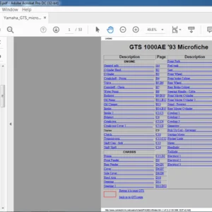 YAMAHA GTS  Microfiche 1000AE '93 PARTS CATALOGUE MANUAL - PDF DOWNLOAD