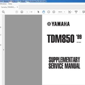 YAMAHA TDM 850 '99  SUPPLEMENTARY SERVICE MANUAL - PDF DOWNLOAD