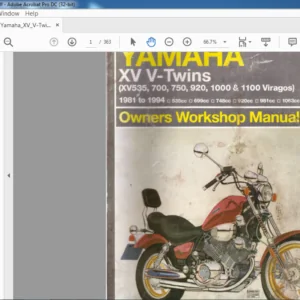 YAMAHA XV535 through 1100 Owners Workshop  Manual  - PDF DOWNLOAD