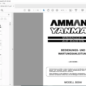 YANMAR B55W MINIBAGGER AUF RADERN BEDIENUNGS- UND WARTUNGSANLEITUNG  (GERMAN)
