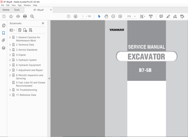 YANMAR B7-5B EXCAVATOR SERVICE MANUAL - PDF DOWNLOAD - HeyDownloads ...