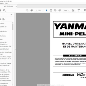 YANMAR MINI-PELLE ViO15-2 MANUEL D’UTILISATION ET DE MAINTENANCE - PDF DOWNLOAD