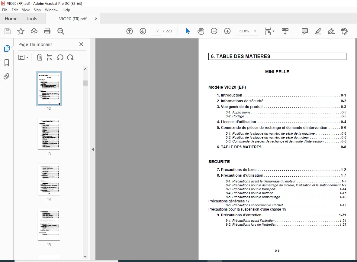 YANMAR MINI-PELLE ViO20 EP MANUEL D’UTILISATION ET DE MAINTENANCE - PDF DOWNLOAD - Image 3