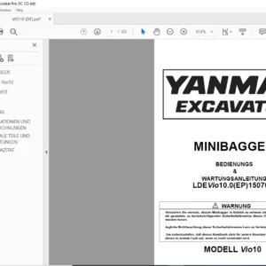 YANMAR MINIBAGGER ViO10.0 EP BEDIENUNGS & WARTUNGSANLEITUNG - PDF DOWNLOAD