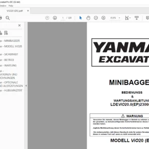 YANMAR MINIBAGGER ViO20.0 EP BEDIENUNGS & WARTUNGSANLEITUNG - PDF DOWNLOAD