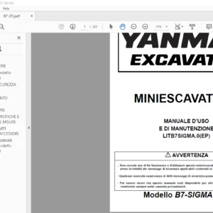 YANMAR MINIESCAVATORE B7-SIGMA EP MANUALE D’USO E DI MANUTENZIONE - PDF DOWNLOAD